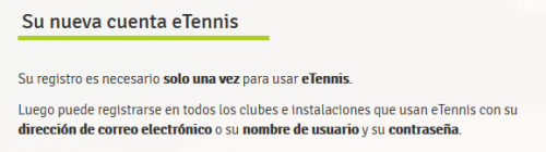 Hacer una cuenta en eTennis - mas facil no puede ser!